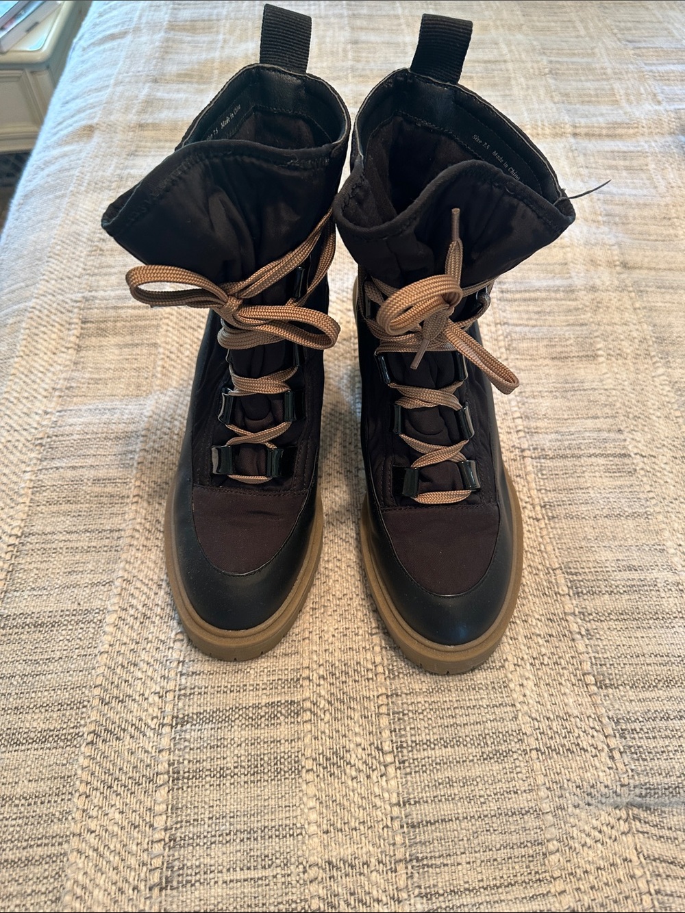 Dolce Vita Black and Brown Heeled Lace-Up Boots